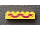 invID: 399600817 P-No: 3009pb006  Name: Brick 1 x 6 with Dark Pink Ribbon on Yellow Background Pattern (Sticker) - Sets 375-2 / 6075-2