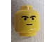 invID: 399720139 P-No: 3626bpb0039  Name: Minifigure, Head Male Straight Small Smile and Black Curved Eyebrows Pattern - Blocked Open Stud