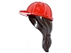 invID: 401938492 P-No: 16178pb01  Name: Minifigure, Headgear Helmet Construction with Molded Dark Brown Ponytail Hair Pattern
