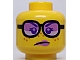 invID: 402697206 P-No: 3626cpb2635  Name: Minifigure, Head Dual Sided Female Lavender Lips, Black Eyebrows, Freckles, Open Mouth with Teeth, Smile / Angry with Glasses Pattern - Hollow Stud