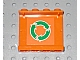 invID: 403937417 P-No: 4215bpb42  Name: Panel 1 x 4 x 3 - Hollow Studs with Green and White Recycling Arrows on Orange Background Pattern (Sticker) - Set 7991