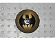 invID: 404027691 P-No: 3960pb017  Name: Dish 4 x 4 Inverted (Radar) with Solid Stud with Black Bat on Gold Background Batman Logo (Bat Signal) Pattern