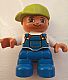 invID: 405588682 M-No: 47205pb025  Name: Duplo Figure Lego Ville, Child Boy, Blue Legs, White Top with Blue Overalls, Lime Cap, Freckles