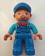 invID: 405589005 M-No: 47394pb252  Name: Duplo Figure Lego Ville, Male, Blue Legs, Dark Azure Shirt with Blue Overalls and Red Neckerchief Pattern, Blue Cap (6273563)
