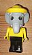 invID: 406560438 M-No: fab5d  Name: Fabuland Elephant - Edward Elephant, Black Legs, Yellow Raincoat and Hat, Black Eyes