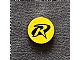 invID: 407239274 P-No: 4150pb040  Name: Tile, Round 2 x 2 with Black R Outline (Robin Logo) Pattern (Sticker) - Set 7885