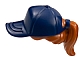invID: 409368567 P-No: 35660pb02  Name: Minifigure, Hair Combo, Hair with Hat, Ponytail with Molded Dark Blue Ball Cap Pattern