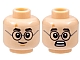 invID: 410229256 P-No: 3626cpb2168  Name: Minifigure, Head Dual Sided Black Thick Eyebrows and Round Glasses, Medium Nougat Lightning Scar, Grin with Chin Dimple / Scared Open Mouth with Teeth Parted Pattern (Harry Potter) - Hollow Stud