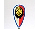 invID: 410452495 P-No: 2586p4d  Name: Minifigure, Shield Ovoid with Lion Head, Red and White Background, Blue Border Pattern