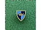 invID: 413596771 P-No: 3846pb024  Name: Minifigure, Shield Triangular  with Gold Crown on Dark Blue and Medium Blue Quarters Background Pattern