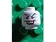 invID: 396949357 P-No: 3626bpb0259  Name: Minifigure, Head Male Dark Green Eyebrows, Wide Smile with Red Lips, Crow