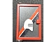 invID: 425339470 P-No: 73436c01pb01  Name: Door 1 x 4 x 5 Left with Trans-Clear Glass and Red & Black diagonal Stripe and White Helmet Pattern (Sticker) - Set 6373