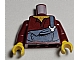 invID: 440576048 P-No: 973pb1960c01  Name: Torso Torn Sand Blue Overalls over Open Shirt Pattern (Hank Haystack) / Dark Red Arms / Yellow Hands
